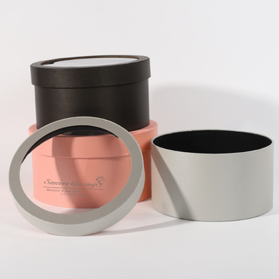 Boîte-cadeau élégante de cylindre de fenêtre de dessus rond d'emballage de boîte de tube de fleur