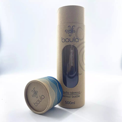 Tube de papier kraft imprimé avec fenêtre pour emballage de tasse de bouteille de vin