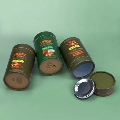 Tube de papier de nourriture de grain de café de biscuit de récipient de poudre de carton rond écologique avec le couvercle en métal
