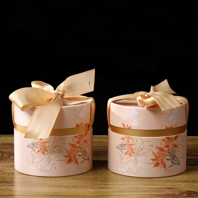 Boîte de tube élégante faite sur commande avec le tube d'emballage de sucrerie de mariage de boîte d'emballage de cadeau de ruban