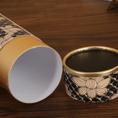 Or rond biodégradable de cylindre de thé emboutissant le tube de papier de nourriture pour le thé de feuille