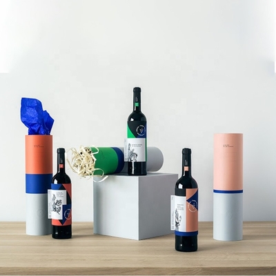 Boîte de présentation de bouteille de vin de CMYK, boîtes à vin de carton de cylindre