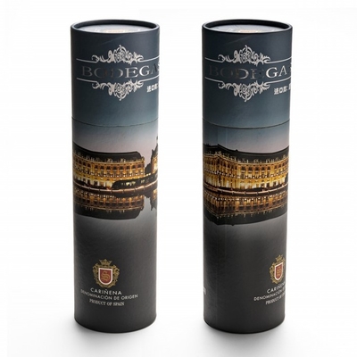 Tube de vin de carton d'OEM, emballage de haut niveau de cylindre de vin de carton