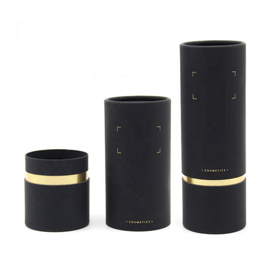 Tube de parfum en carton noir empaquetant le récipient rond bronzant pour les bouteilles cosmétiques