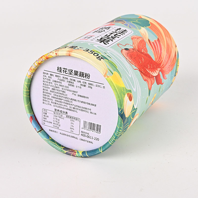 Emballage alimentaire de tube de carton de cylindre avec le couvercle UVcoated de fer-blanc