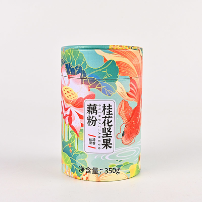 Emballage alimentaire de tube de carton de cylindre avec le couvercle UVcoated de fer-blanc