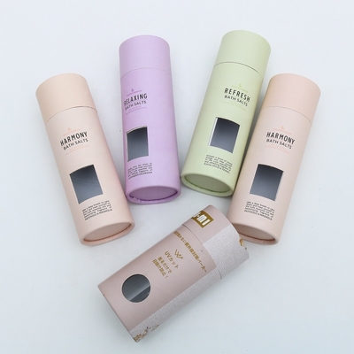 Tube de papier cosmétique d'OEM avec la fenêtre pour le cylindre de papier de soin personnel d'emballage de sel de bain